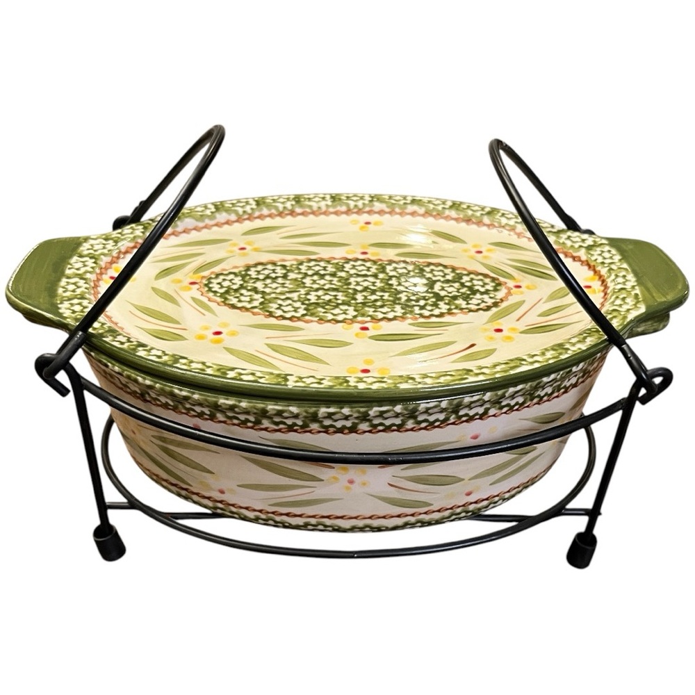 Temptations Old World Vintage 1.5 Quart Oval Covered Baking Dish Four Pi… - Picture 3 of 13